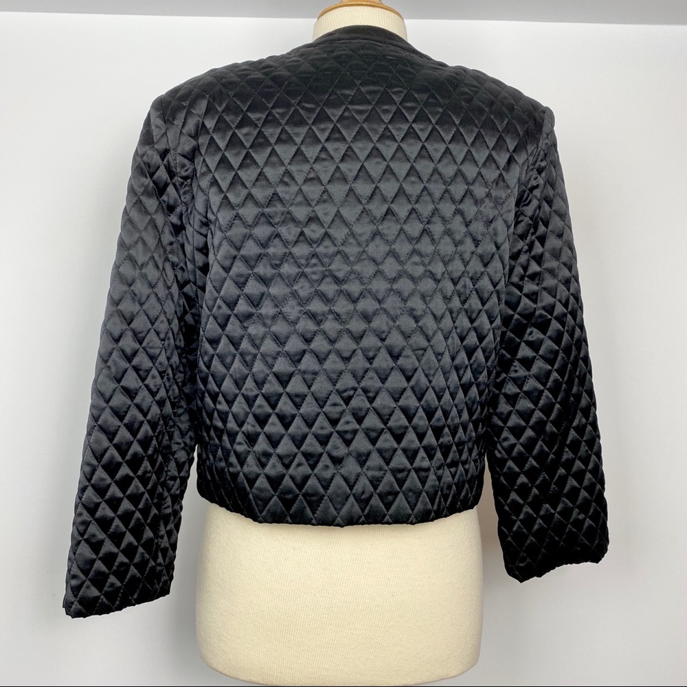 Vtg 80s Flora Kung silk quilted rose lining jacket - Picture 5 of 8